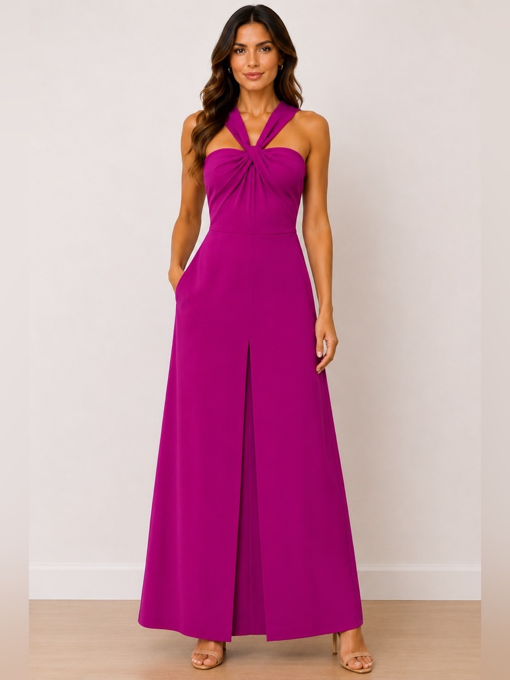 Alex Marie Fuchsia Wide Leg Jumpsuit | Elegant Evening & Wedding Guest